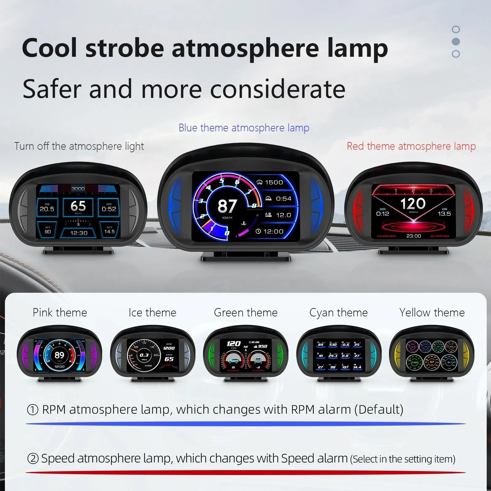 3 Inch Obd Lcd Car Speed Slope Meter Hud Display
