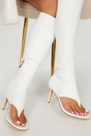 Annalise Knee High Heels - White