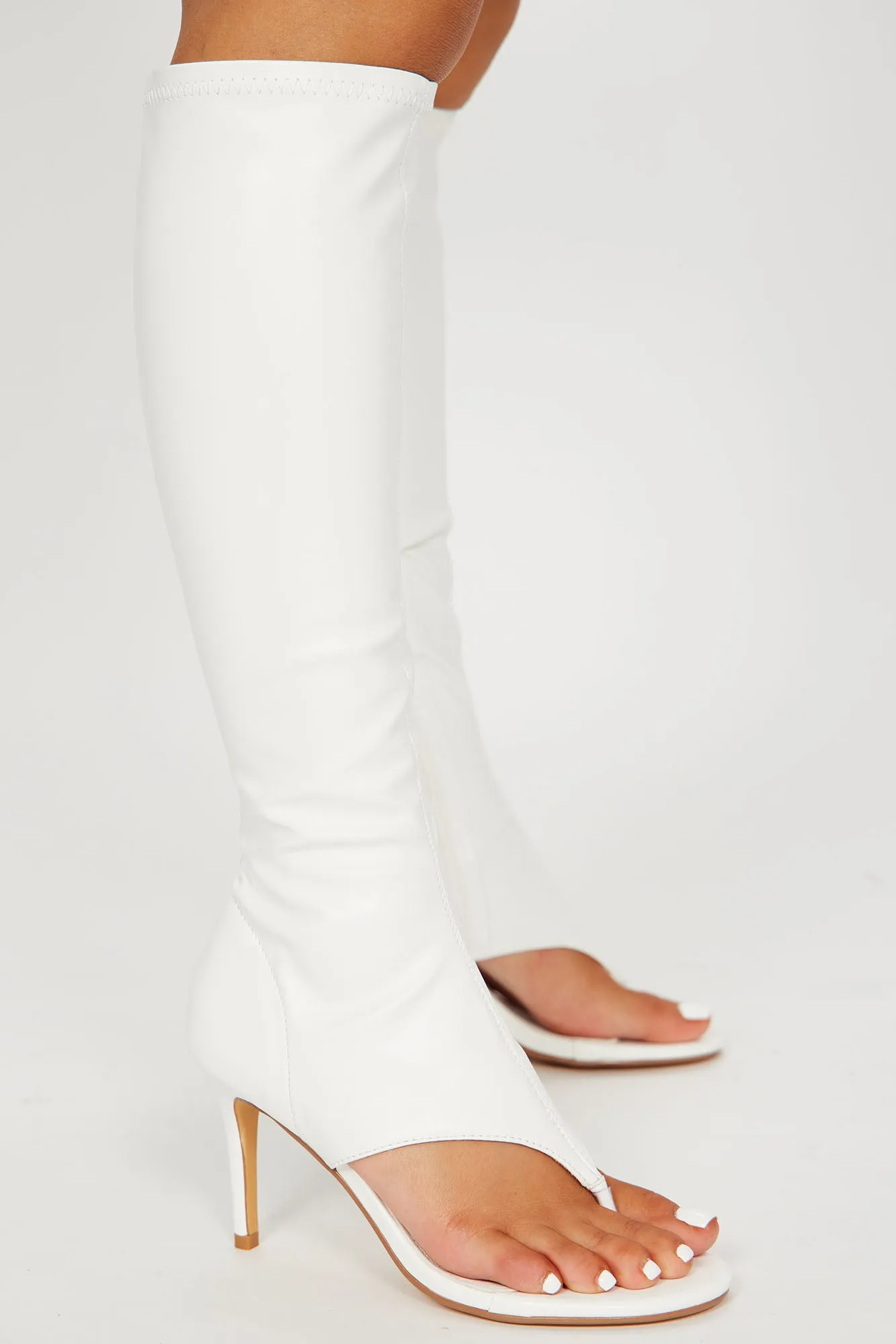 Annalise Knee High Heels - White