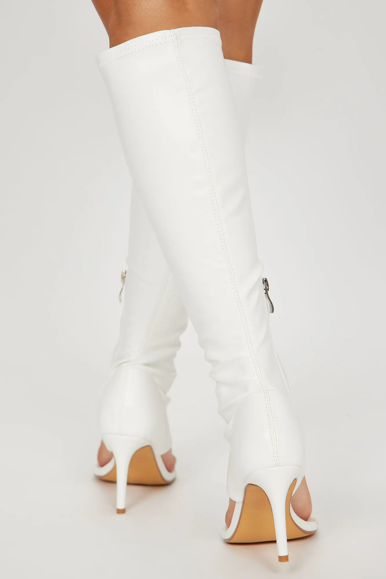 Annalise Knee High Heels - White
