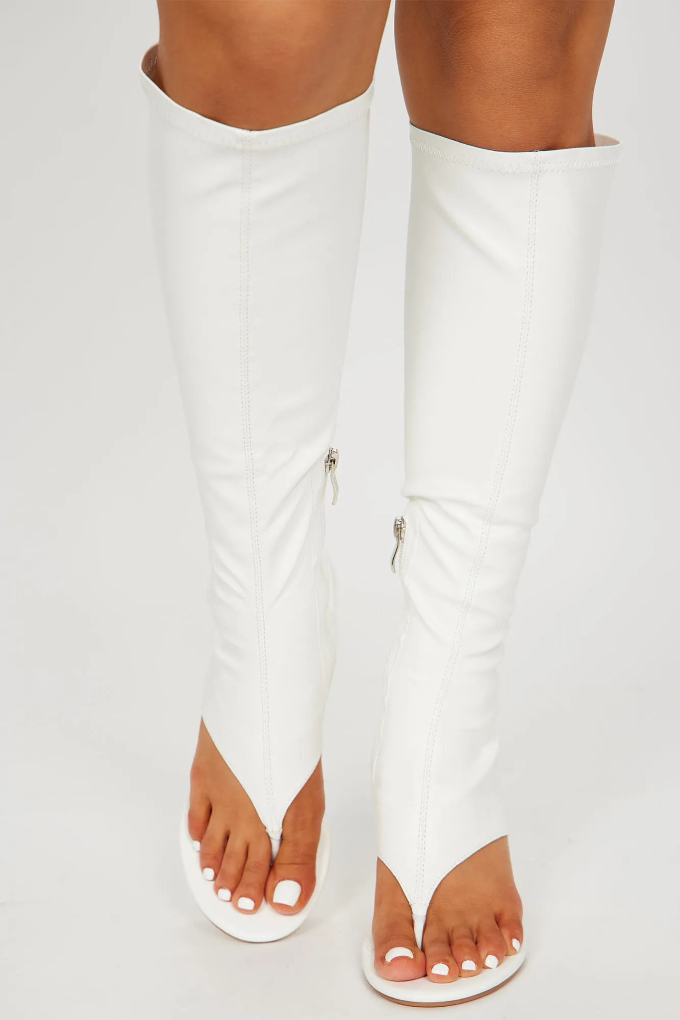 Annalise Knee High Heels - White