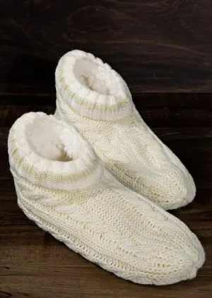 Cable Knit and Fur Slipper Boot | Oatmeal