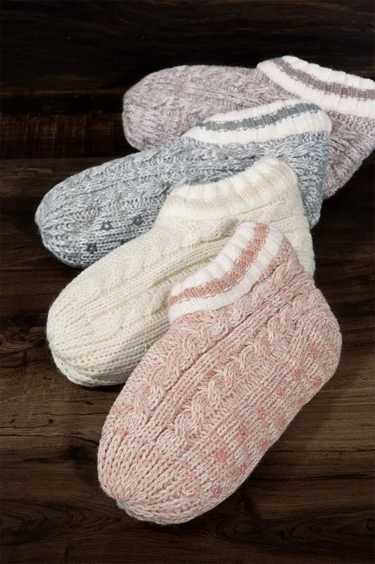 Cable Knit and Fur Slipper Boot | Oatmeal
