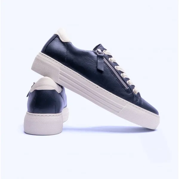CAMPUS Ladies Wide Platform Leather Trainers Navy