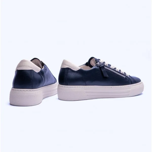 CAMPUS Ladies Wide Platform Leather Trainers Navy
