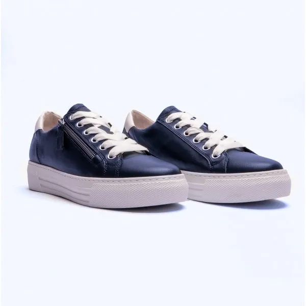 CAMPUS Ladies Wide Platform Leather Trainers Navy
