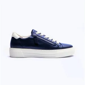 CAMPUS Ladies Wide Platform Leather Trainers Navy