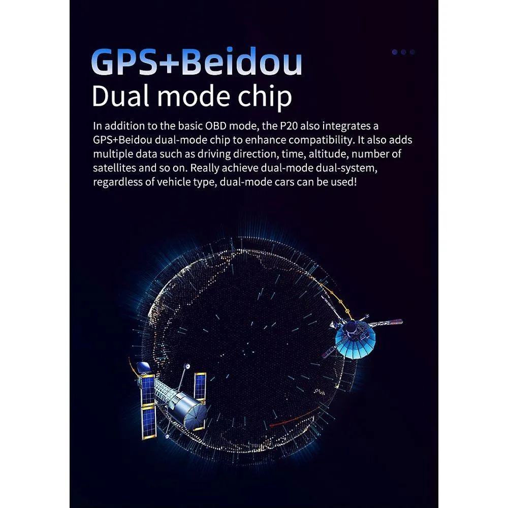 Car Hud Display Overspeed Temp Engine Alarm P20 Obd2   Gps