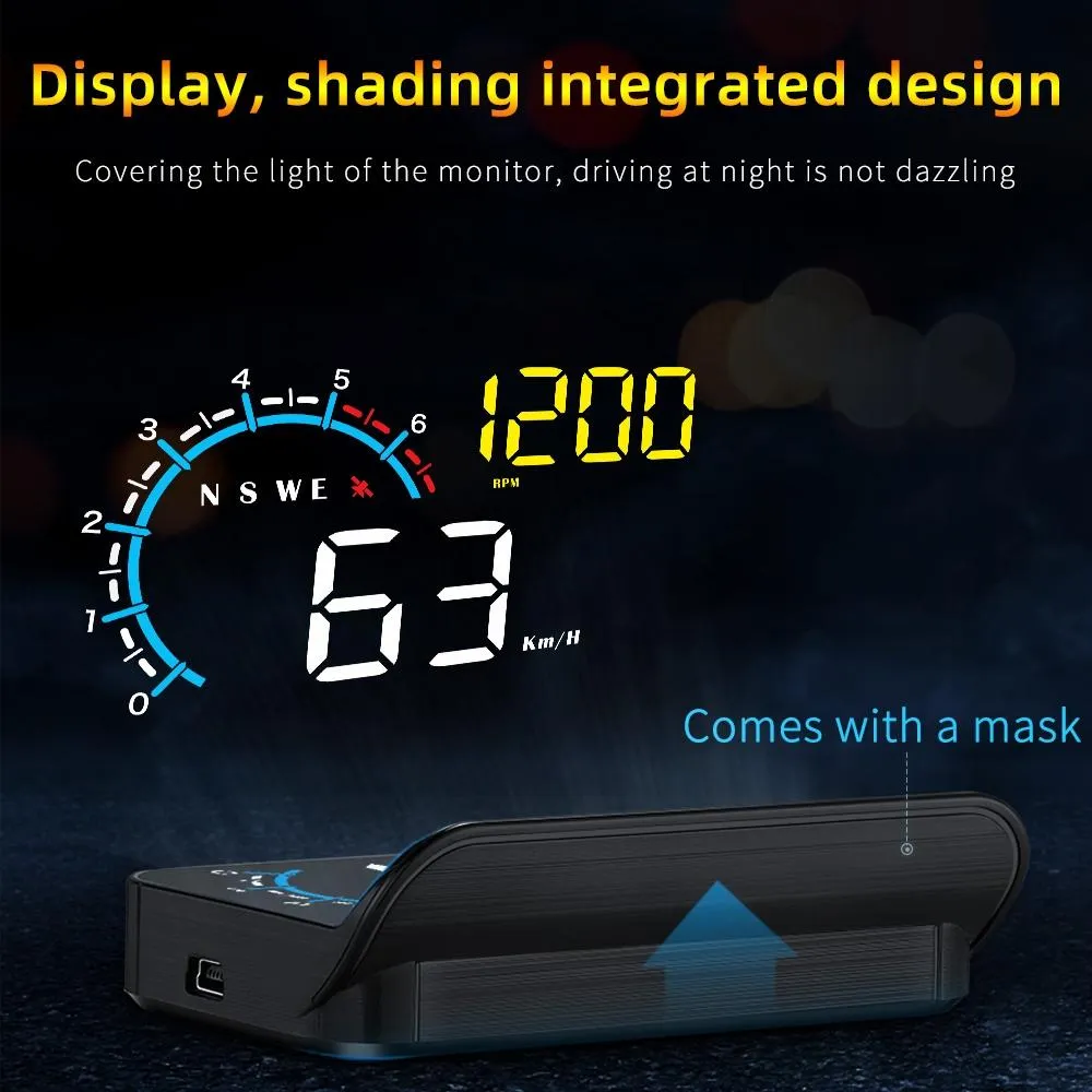 Car Hud Display Speed Temp Voltage Fault Obd2   Gps