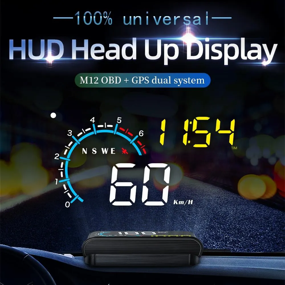Car Hud Display Speed Temp Voltage Fault Obd2   Gps