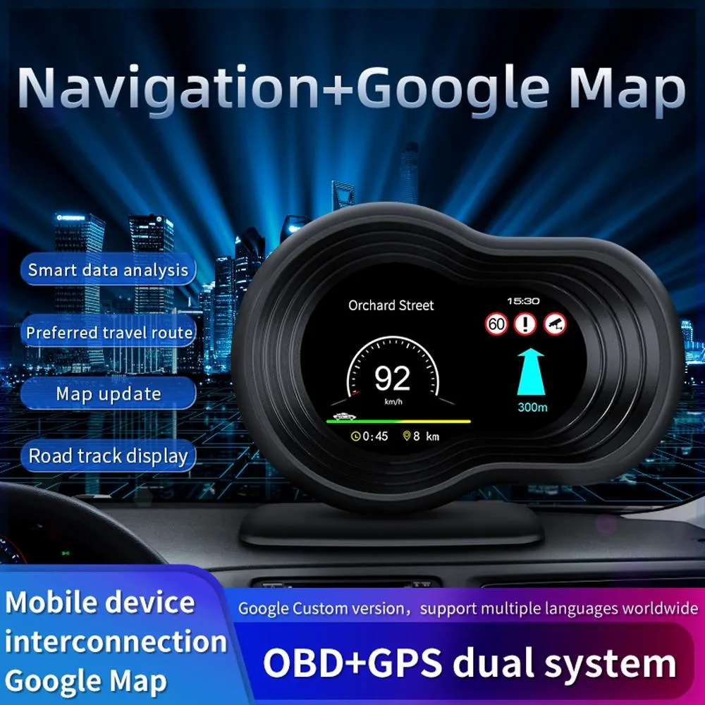 Car Hud Display Speed Water Temp Voltage Obd2   Gps