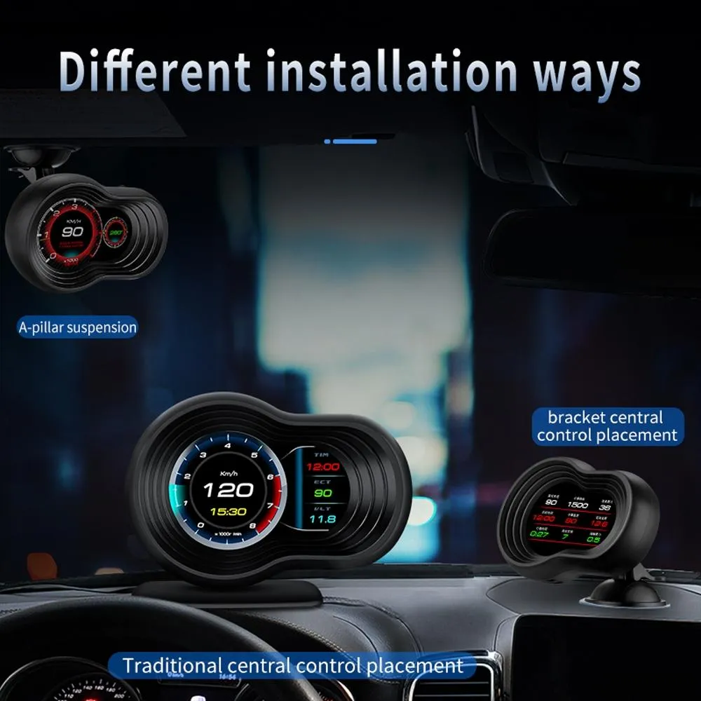 Car Hud Display Speed Water Temp Voltage Obd2   Gps
