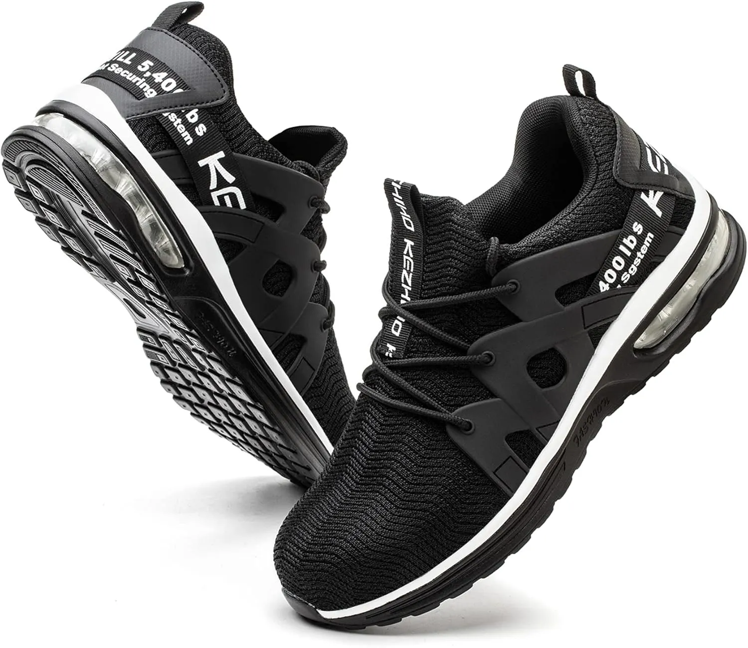 Kezhiho Steel Toe Shoes for Women Air Cushion Lightweight Work Shoes Comfortable Breathable Puncture Proof Slip Resistant Sneakers Indestructible Construction Industrial Safety Shoes