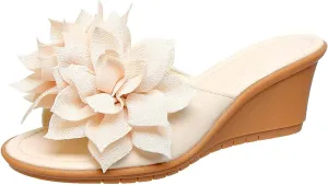Ladies Flower Sandal Slippers Summer Slope Heel Fish Mouth Women's Casual Roman High Heel Women Beach Sandals Sexy