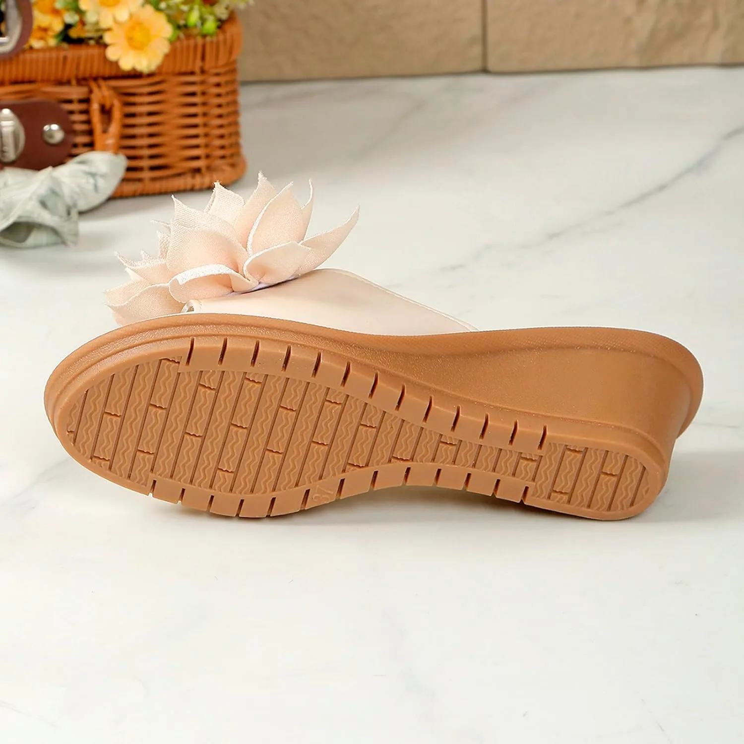 Ladies Flower Sandal Slippers Summer Slope Heel Fish Mouth Women's Casual Roman High Heel Women Beach Sandals Sexy