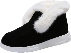 Lausiuoe Winter Boots For Women Fashion 2022 Fuzzy Ankle Bootie Warm Fluffy Silp On Casual Loafers House Shoes Slippers