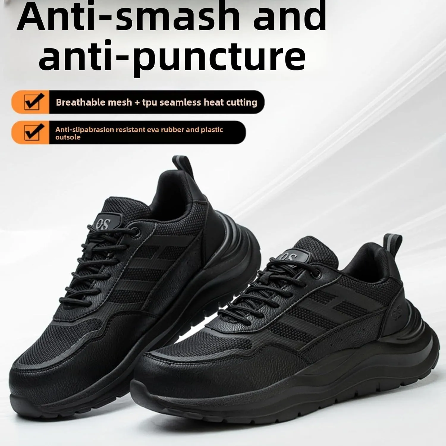Men & Women Industrial Safety Shoes Steel Toe Protection Non-Slip Outsole Anti-Stab Midsole Lightweight Breathable for Factory Warehouse Construction