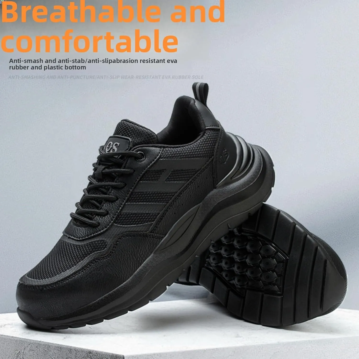Men & Women Industrial Safety Shoes Steel Toe Protection Non-Slip Outsole Anti-Stab Midsole Lightweight Breathable for Factory Warehouse Construction