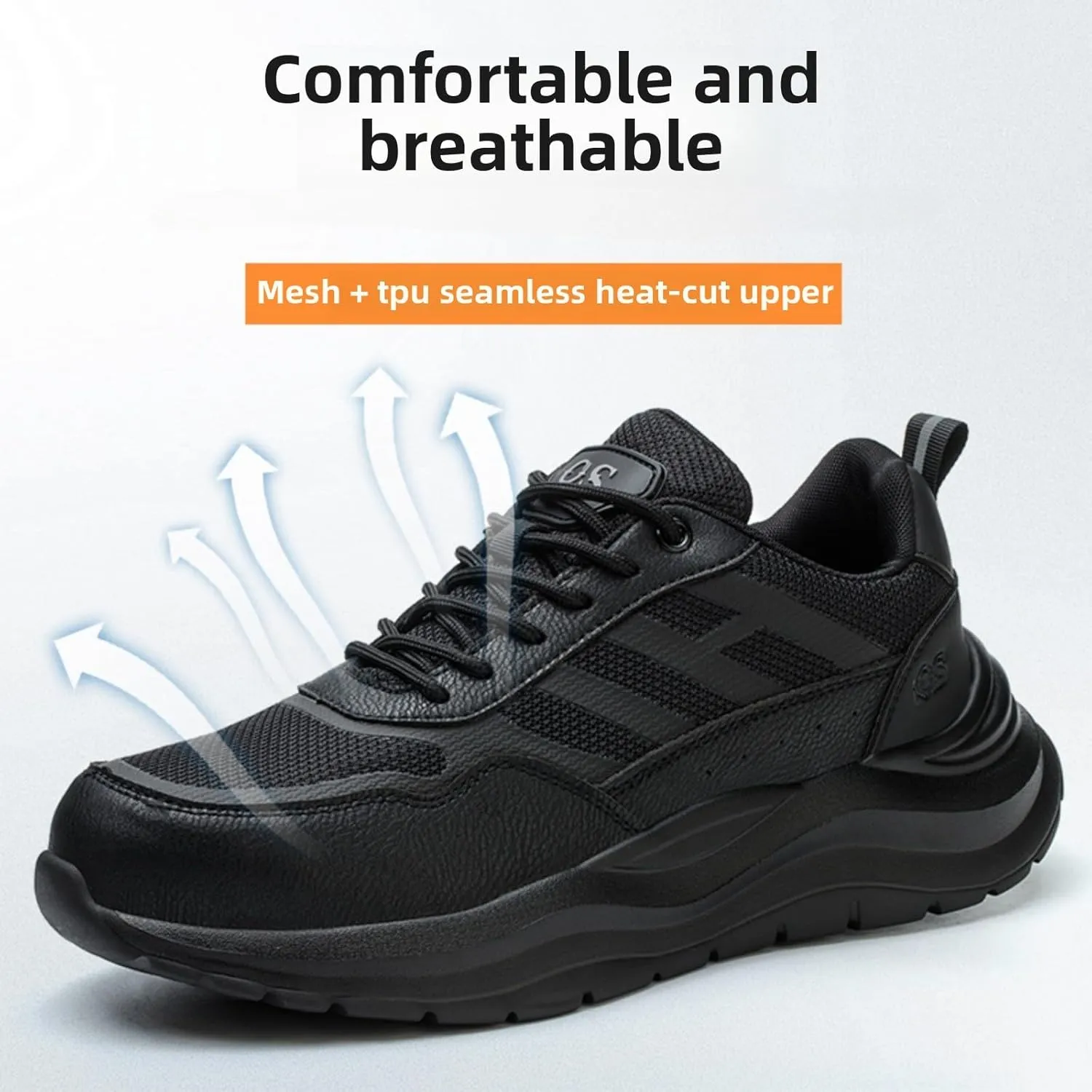 Men & Women Industrial Safety Shoes Steel Toe Protection Non-Slip Outsole Anti-Stab Midsole Lightweight Breathable for Factory Warehouse Construction