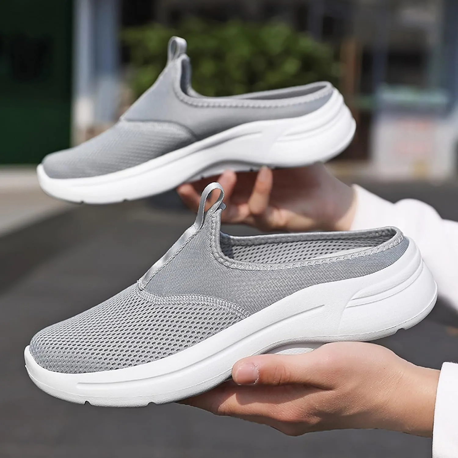 Men's Breathable Slip-On Sneakers Lightweight Casual Walking Shoes with Air-Cooled Foam for Summer Comfort