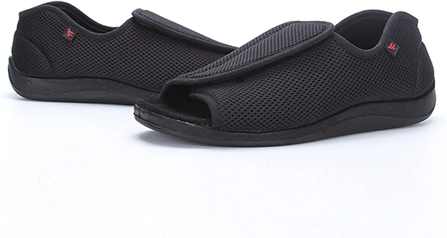 Men's Open Toe Diabetic Slippers - Adjustable Orthopedic Walking Shoes for Swollen Feet & Edema - Comfortable & Durable Support for Elderly