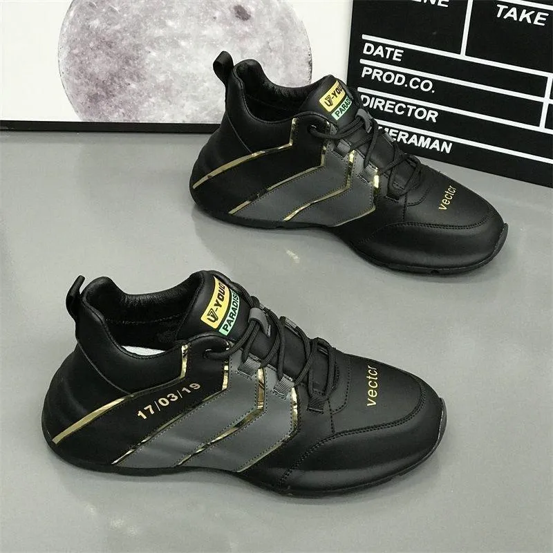 Men's Spring Autumn Leather Comfortable Platform Sneakers Lace Up Fashion Running Shoes Luxury Shoes