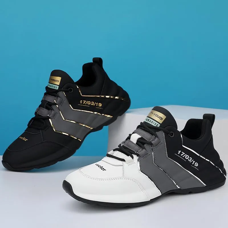 Men's Spring Autumn Leather Comfortable Platform Sneakers Lace Up Fashion Running Shoes Luxury Shoes