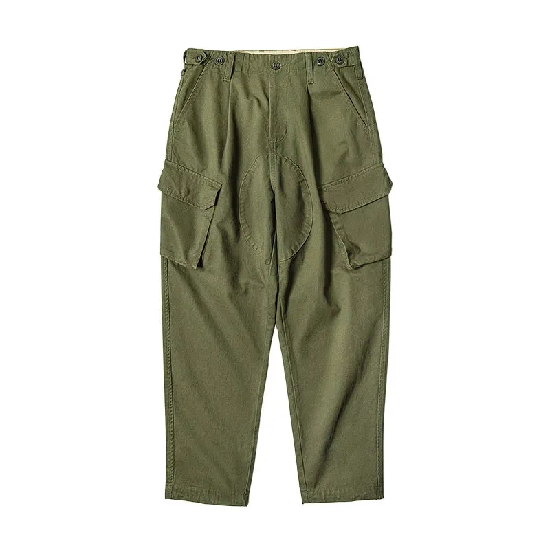 Men's Tactical Cargo Pants with Large Pockets  100% Cotton Tapered Fit Streetwear Trousers in Khaki