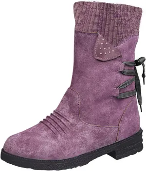 Mid Boots Up for Women Shoes Lace Calf Vintage Heels Thick Casual Boots Retro Women's Boots Dress Snow Boots Women