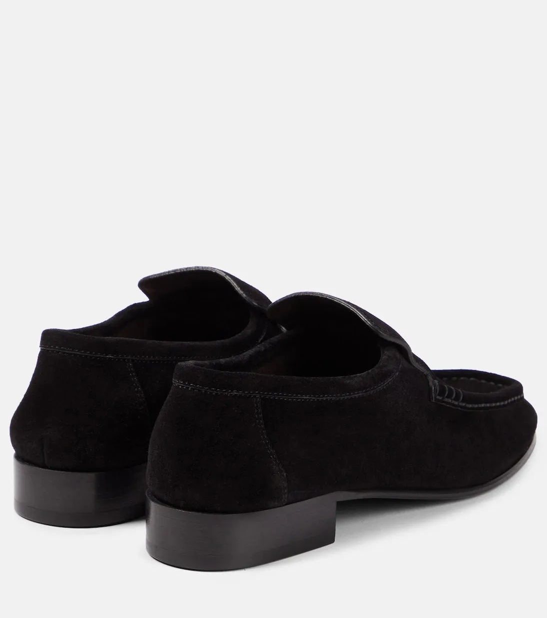 New The Row Soft Suede Loafers, Black