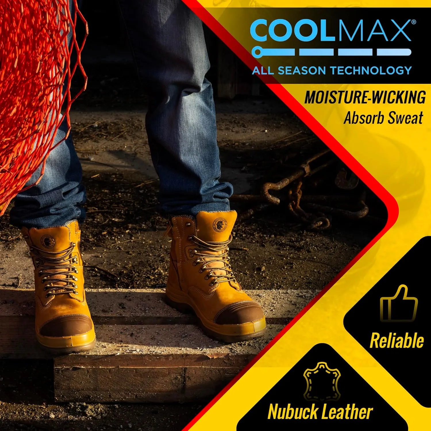 ROCKROOSTER Work Boots for Men,7 inch,Steel Toe,Side Zipper, Leather Shoes,Static Control, Breathable,Quick Dry(AK232Z -AK245Z