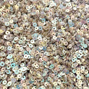 Sequins - Flat - Circle - 3mm - Gold with Pale Blue Lights (S182)