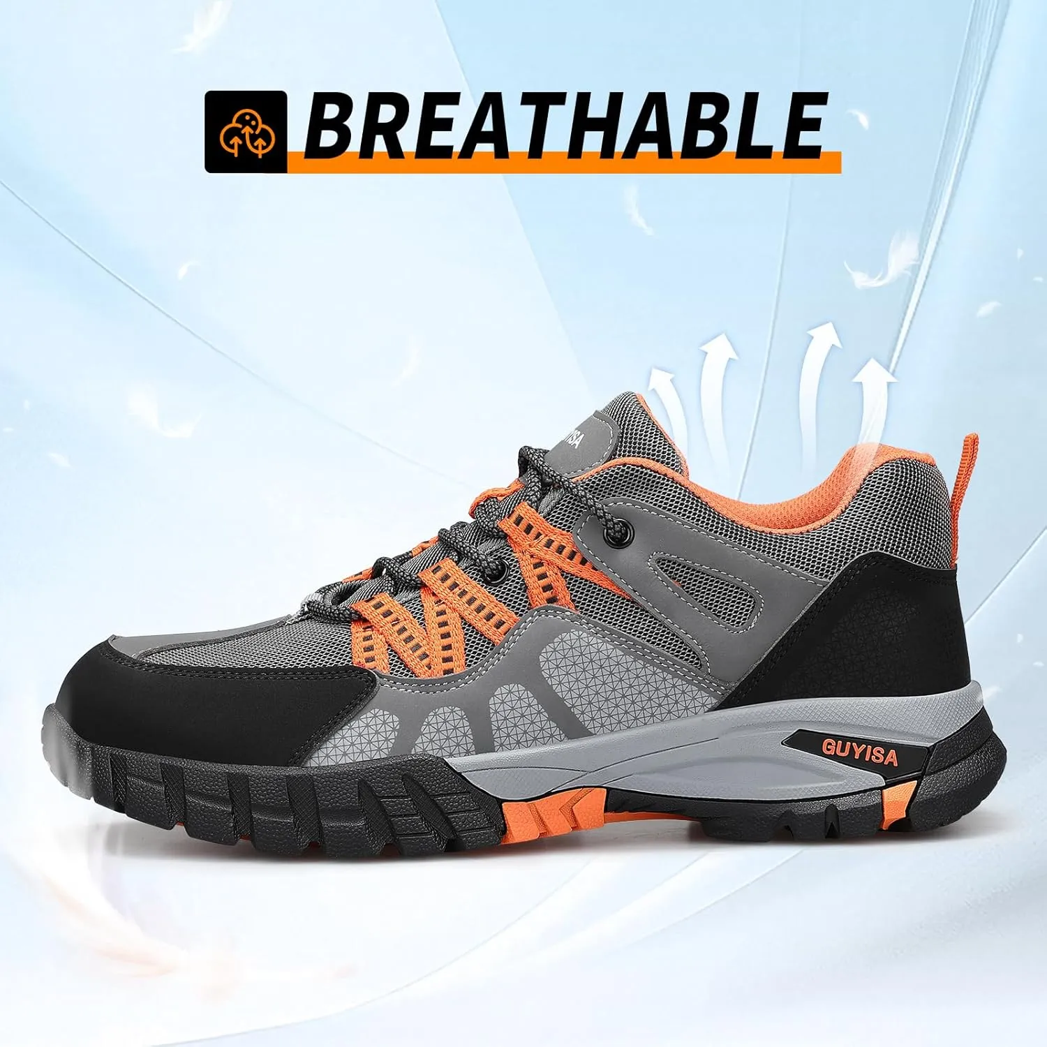 Steel Toe Shoes for Men,Non Slip Lightweight Work Shoes,Construction Industrial Work Boots,Comfortable Breathable Safety Steel Toe Sneakers for Men.