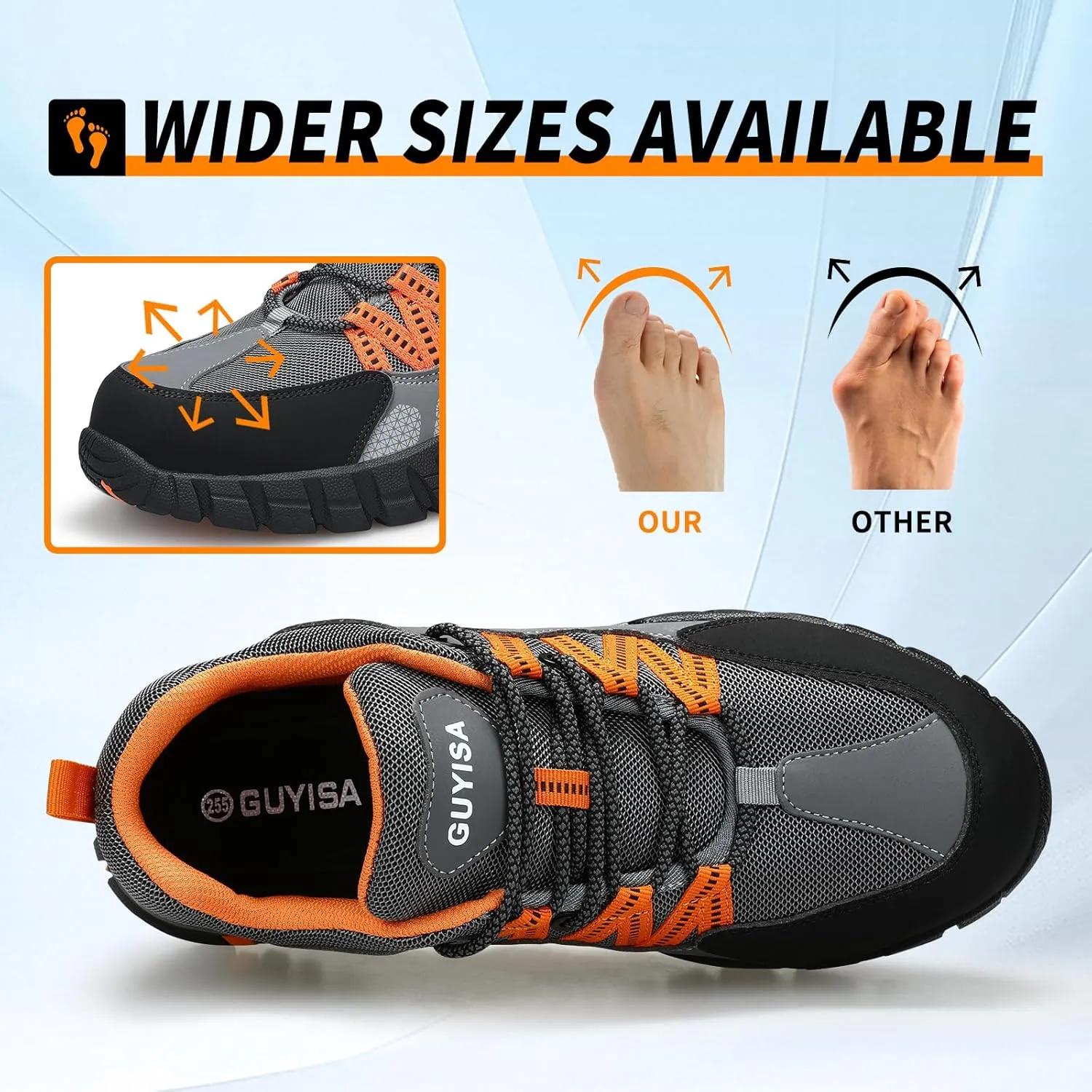 Steel Toe Shoes for Men,Non Slip Lightweight Work Shoes,Construction Industrial Work Boots,Comfortable Breathable Safety Steel Toe Sneakers for Men.