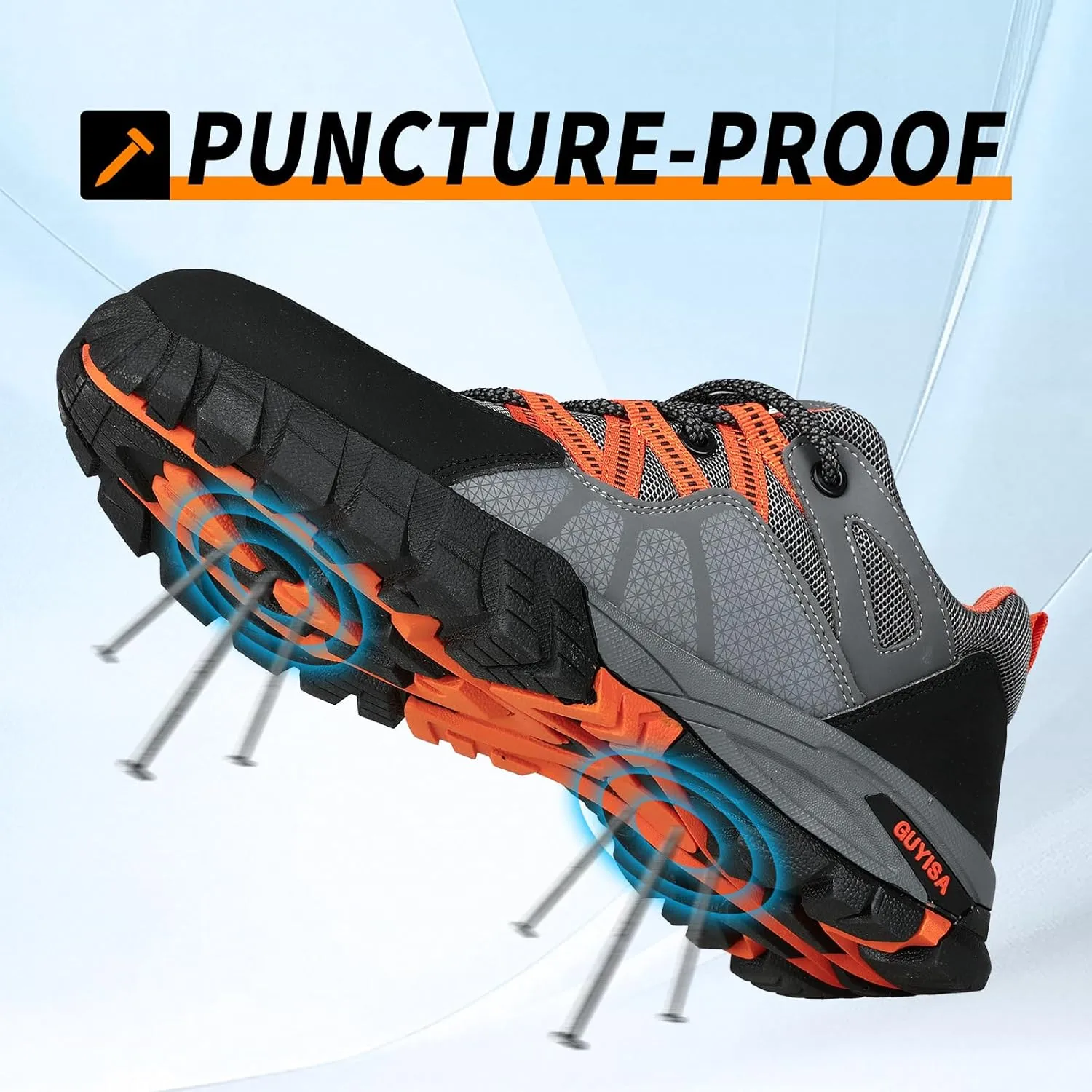 Steel Toe Shoes for Men,Non Slip Lightweight Work Shoes,Construction Industrial Work Boots,Comfortable Breathable Safety Steel Toe Sneakers for Men.