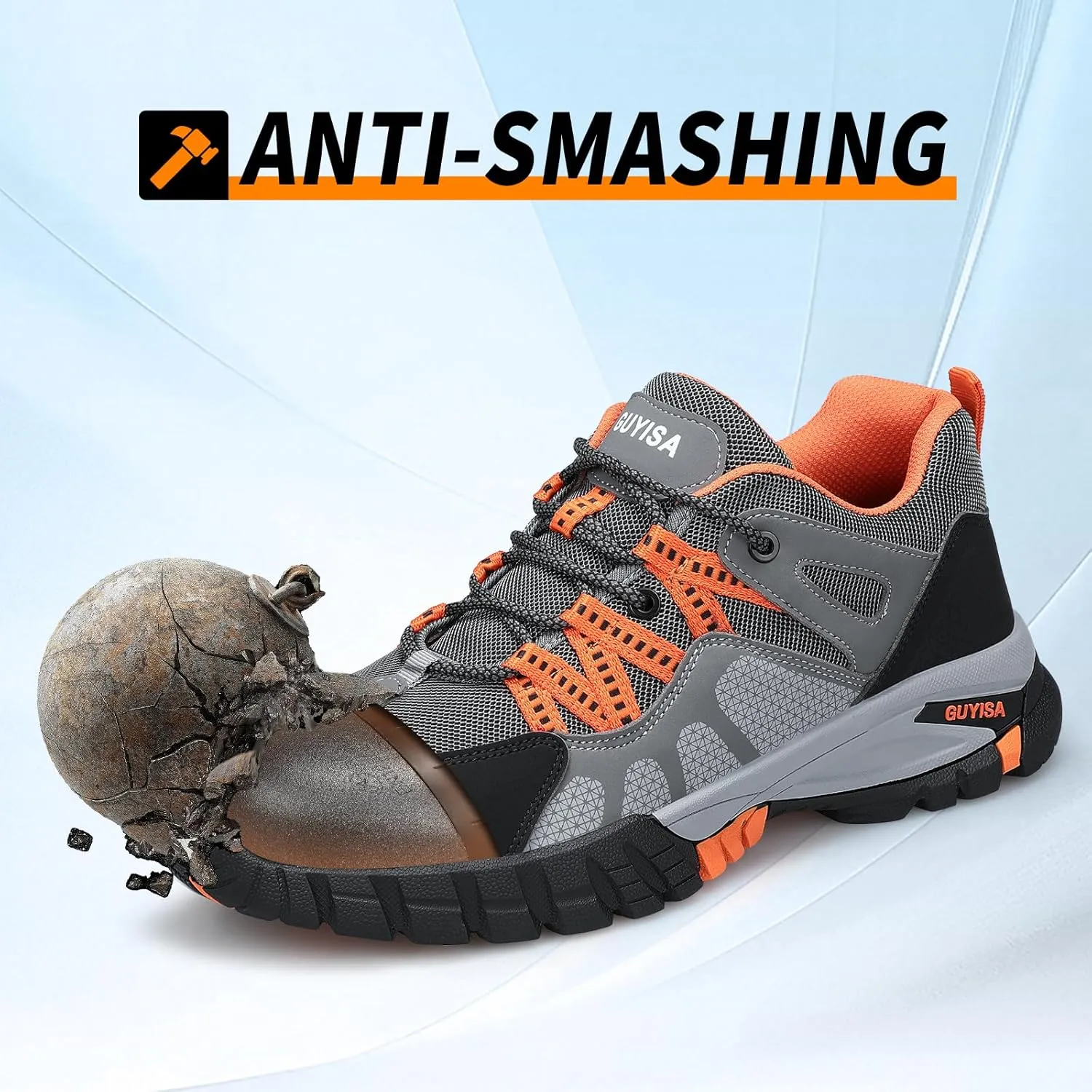 Steel Toe Shoes for Men,Non Slip Lightweight Work Shoes,Construction Industrial Work Boots,Comfortable Breathable Safety Steel Toe Sneakers for Men.