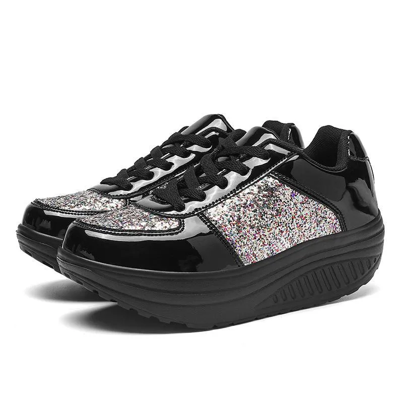 Stylish sequin ultra-light platform casual shoes