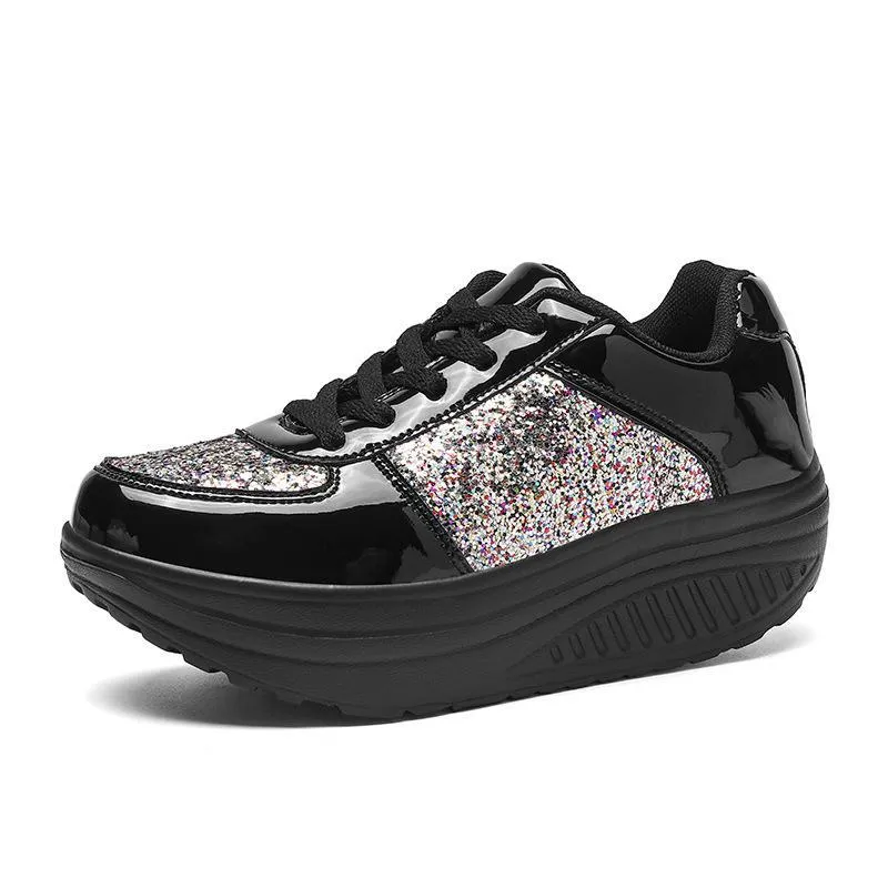 Stylish sequin ultra-light platform casual shoes