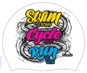 Swimming Cap - Suede Silicone Adult - Swim Cycle Run (White)