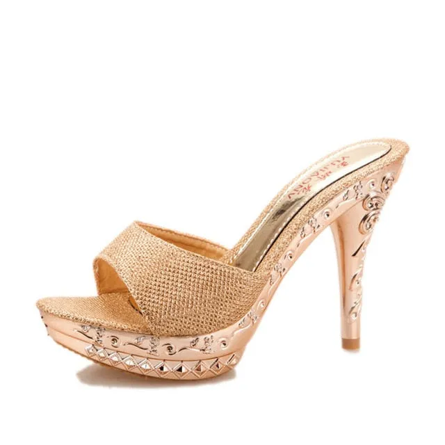 Thin Heel Slippers Women Shoes