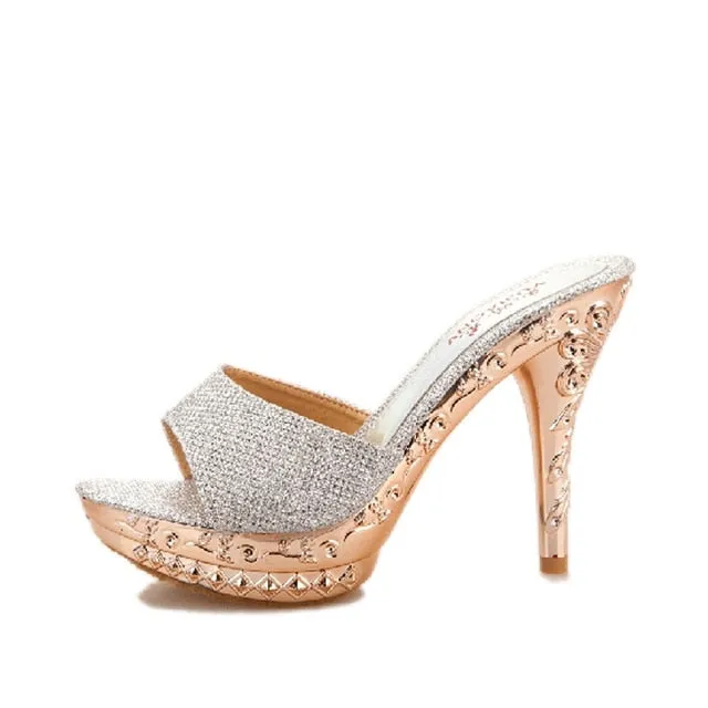 Thin Heel Slippers Women Shoes