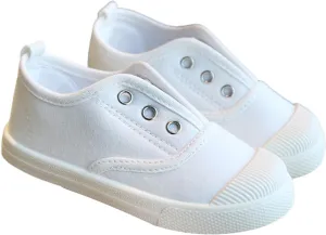 Toddler Kid Canvas Sneaker Boys and Girls Slip On Sneakers Toddler Little Kid Big Kid Sneakers Shoes (White, 8 Toddler)