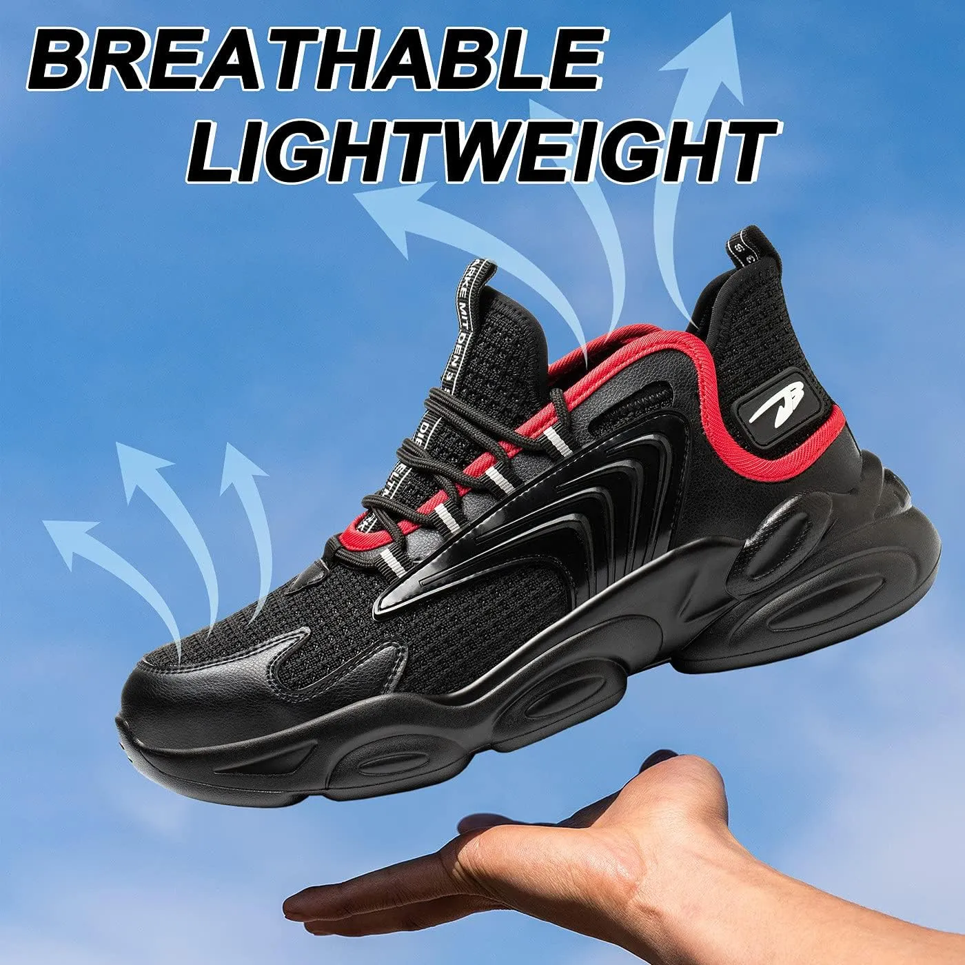 U-lite Breathable Safety Work Shoes for Men Women, Splash Resistant Anti-Smash Puncture-Proof Indestructible Industrial Construction Sneakers