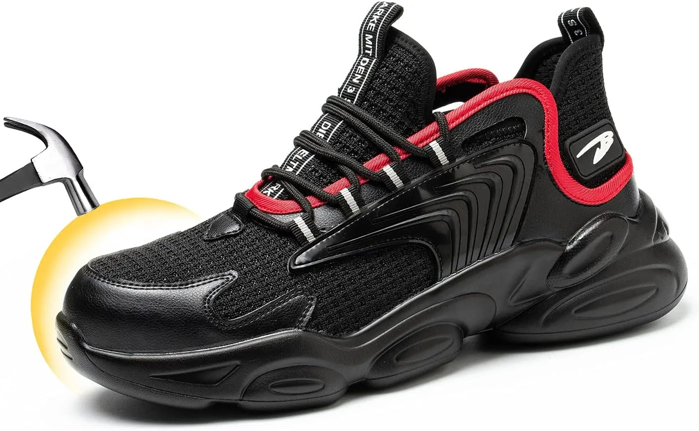 U-lite Breathable Safety Work Shoes for Men Women, Splash Resistant Anti-Smash Puncture-Proof Indestructible Industrial Construction Sneakers