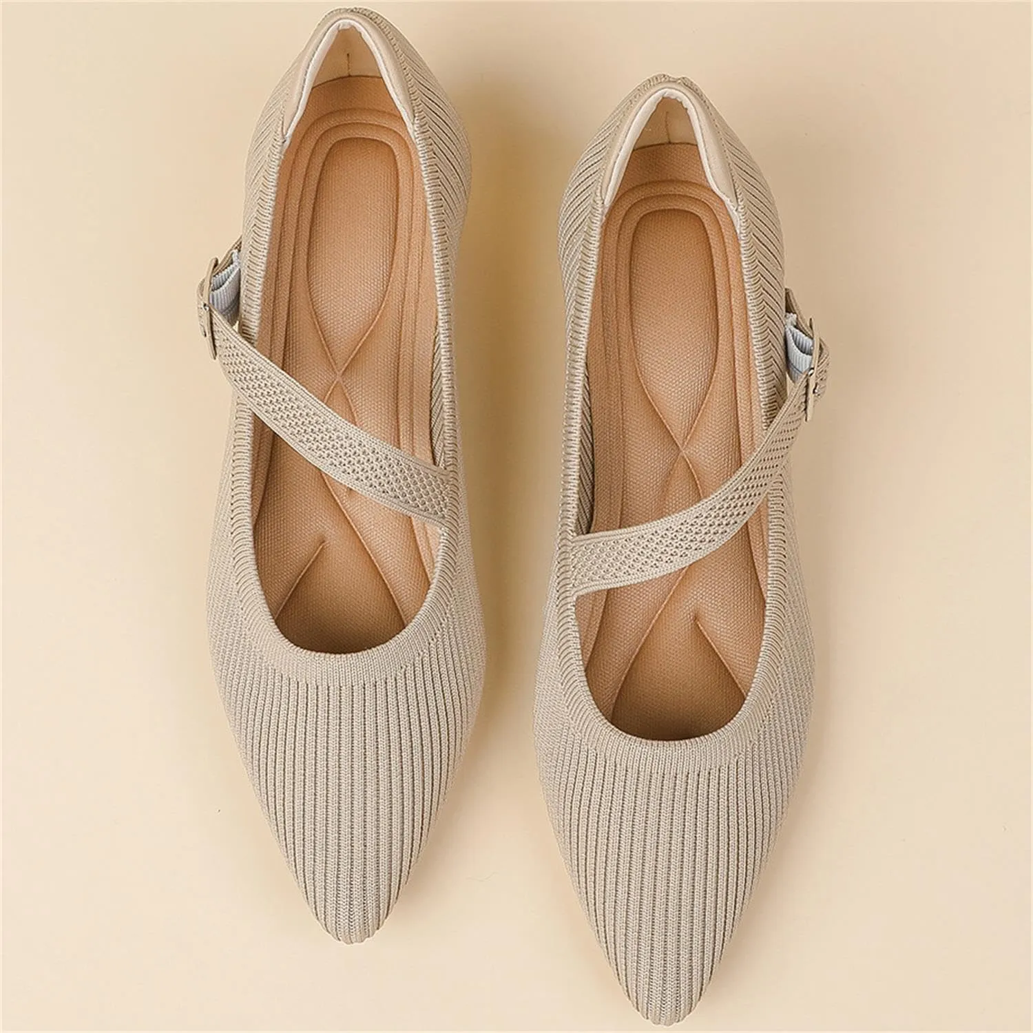 Women's Wedge Block Heel Pumps Ladies Breathable Weave Casual Shoes Buckle Strap Mary Janes