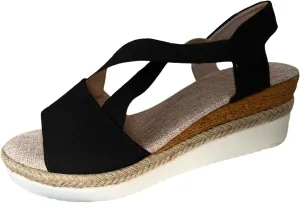 ZSpzx Women Wedge Sandals 2025,Summer Ladies Dress Dance Party Walking Footwear Daily Wear Peep Toe Casual Shoe Comfortable Breathable Slip-On Vacation Slippers Soft Cushion Indoor/Outdoor